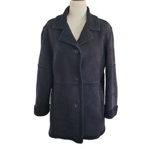 Weatherproof women's black patchwork warm shearling coat, size L well loved